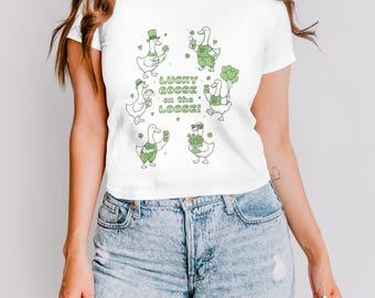 Womens St Patricks Day Baby Tee, St Patricks Tee Baby, St Patricks Baby Tee, St Patricks Day Crop Top, Y2k St Patricks Day T-Shirt