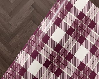 Luxus-Burgundy-Plaidpapierrolle Klassische Tartan-Weihnachtsgeschenkverpackung Blätter Festliche Feiertagsverpackung Retro Hübsches Weihnachtspapier