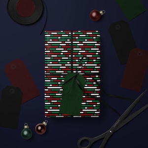 Moderne Weihnachtsgeschenkpapierrolle Rot Grün Schwarz Weiß Festliche Urlaub Geschenkpapier Blätter Luxus Santa Verpackung Hübsches Weihnachtspapier