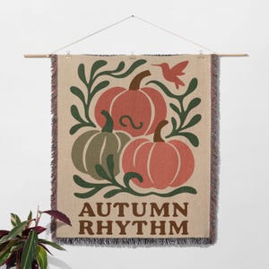 Autumn Pumpkin Throw Blanket Woven Fall Decor Blanket for Couch or Bed with Cozy Seasonal Design and Cottagecore Aesthetic