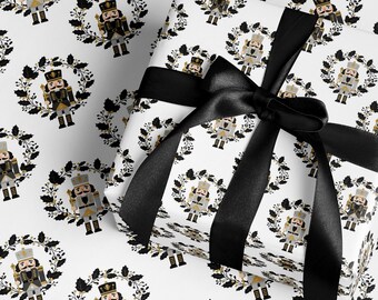 Nutcracker Ballet Xmas Wrapping Paper Black Nutcracker Holiday Gift Wrap Christmas Present Nutcracker Theme Wrapping Paper Rolls