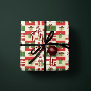 Retro Christmas Gift Wrap Roll Cute Green Red Wrapping Paper Festive Holiday Xmas Decoration Gift Packaging Christmas Paper