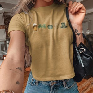 St Patricks Day Shirt, Four Leaf Clover Tee, Lucky Graphic T Shirt, Irish Celebration Top, Beer Glass Print Women's Shirt