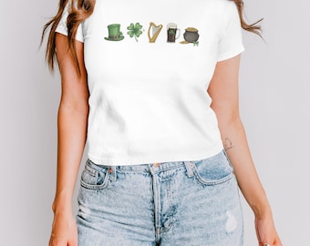 Womens St Patricks Day Baby Tee, St Patricks Tee Baby, St Patricks Day Crop Top, St Patricks Day Lucky Tshirts, Cute St Patricks Day Shirts