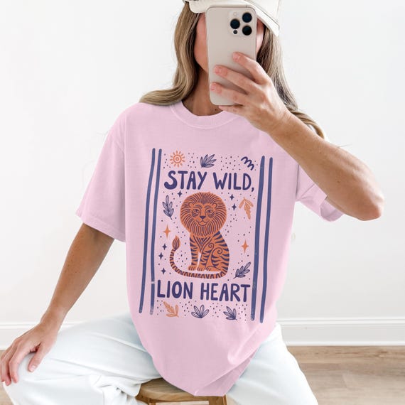 Stay Wild Lion Heart Easy Tiger Tshirt Retro Lion Graphic Vintage Animal Tee Comfort Colors Top Trendy Graphic Shirt Funny Sarcastic Top