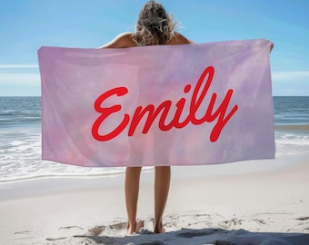 Custom Beach Towel Personalized Gift for Bridesmaids Best Birthday Gift Pool Party Favor Custom Name Towel Vacation Gift girls trip towel