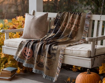 Dead Inside But Cozy Skeleton Halloween Throw Blanket Goth Fall Decor Funny Spooky Season Gift for Her Witchy Cozy Home Vibes