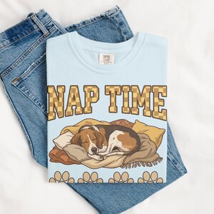 Nap Time Dog Graphic T Shirt, Cute Sleeping Dog Tee, Cozy Dog Lover Shirt, Adorable Pet Nap Design, Casual Animal Print Top