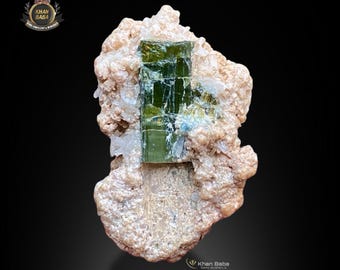 20GM | Rare Green Tourmaline Crystal w/Quartz Matrix Specimen | Afghanistan.