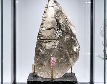 1.3KG - Pink Tourmaline - Smoky Quartz Crystal - Huge Specimen - Afghanistan - Gift Collector grade