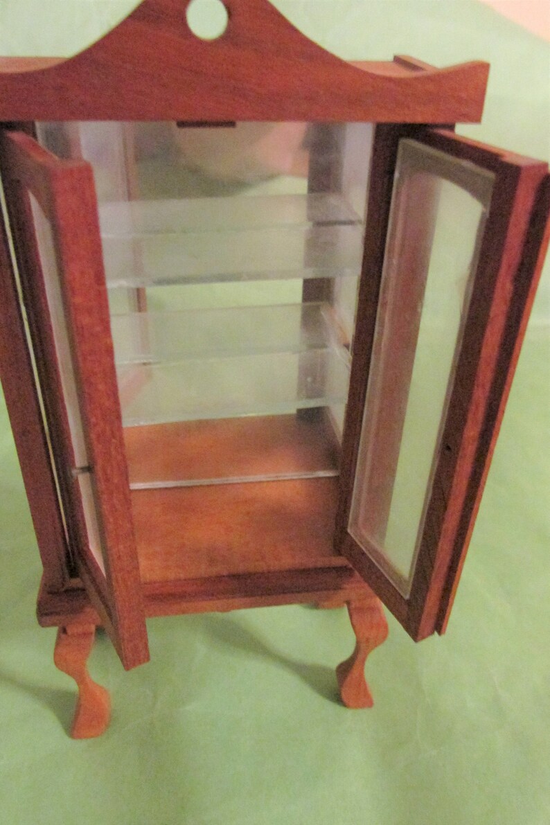 Vintage Doll House China With Opening Doors and Glass Shelves