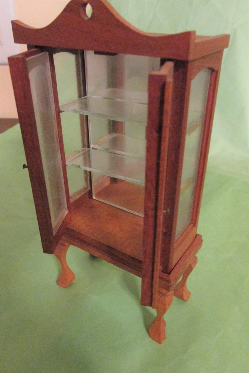 Vintage Doll House China With Opening Doors and Glass Shelves