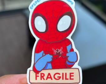 Cute Spidy Needs a Home handmade, handdrawn, handcut White Vinyl Sticker