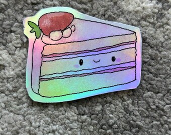 Metallic Rainbow Strawberry Cake Sticker