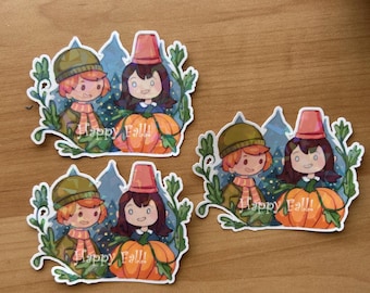 Hand made, HH cute Esther & abaddon Vinyl Sticker with holographic stained glass laminate