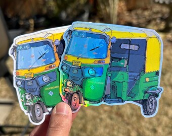 Holographic Auto Rickshaw Sticker - Hyderabad India Vinyl Decal
