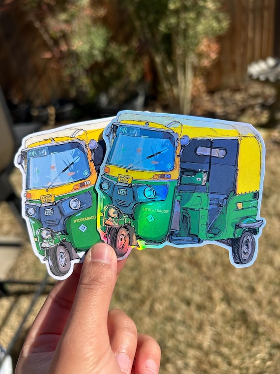 Holographic Auto Rickshaw Sticker - Hyderabad India Vinyl Decal