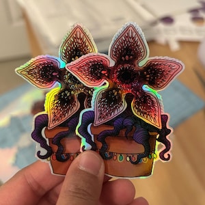 Metallic Rainbow Demoflower Plant with Lights ST Holographic Vinyl Sticker