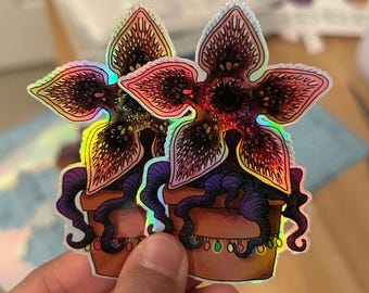 Metallic Rainbow Demoflower Plant with Lights ST Holographic Vinyl Sticker