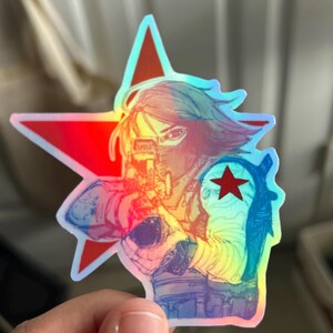 WS Handmade Holographic Vinyl Decal Sticker with Clear Protective Laminate
