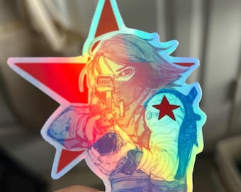 WS Handmade Holographic Vinyl Decal Sticker with Clear Protective Laminate