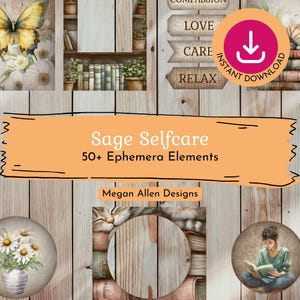 Journal indésirable Sage Selfcare Ephemera Pack - Lettre US - Téléchargement imprimable
