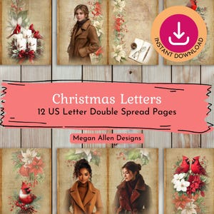 Lettres de Noël, Pages de journal indésirable - Feuilles doubles aux lettres US - Imprimable en téléchargement immédiat