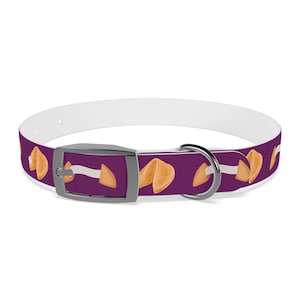 Purple Fortune Cookie Dog Collar: Adjustable Lucky Pet Collar