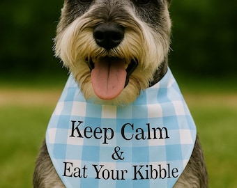 Pañuelo para perros Keep Calm & Eat Kibble: elegante bufanda para mascotas