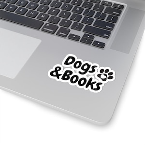Dogs & Books Sticker: Glossy Vinyl Decal for Bookworms