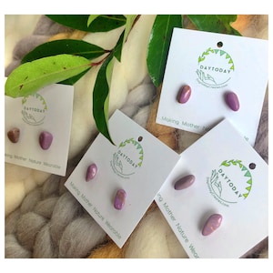 Phosphosiderite Stud Earrings: Handmade Surgical Steel Jewelry