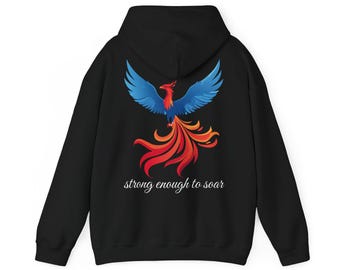 Moletom com capuz Fantasy Animal Phoenix – Forte o suficiente para voar, suéter unissex Firebird, pulôver Heavy Blend Mythical Bird