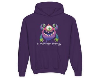 Cute Little Monster Hoodie, Kids Fleece Pullover, Cartoon Character Sweatshirt, Children's Halloween Costume, Fun Creature Jumper
