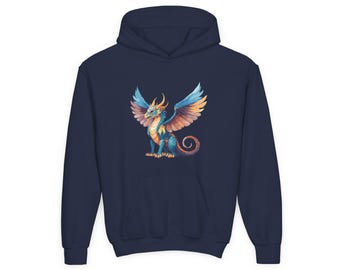 Fantasy Hoodie, Mythical Creature Sweatshirt, Dragon Lover Gift, Fantasy Art Clothing, Medieval Dragon Hoodie, Magical Beast Pullover