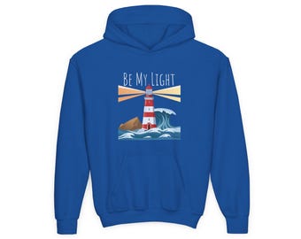 Lighthouse Hoodie, Be My Light Sweatshirt, Nautical Gift, Cozy Jumper, Ocean Vibes, Beach Style Pullover
