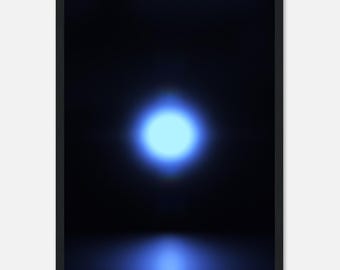 Blue Light Circle Photography Print | Dark Contrast Wall Art (Framed Poster)