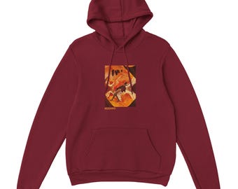 Fallen Petal Graphic Hoodie, Abstract Botanical Art Sweatshirt, Whimsical Orange Floral Streetwear