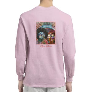 Disco Head - Rollschuhlaufen Langarm T-Shirt - Fun Retro Style - Unisex T-Shirt in Pink, Blau & Weiß