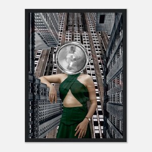 Framed Art Print 'Caught in the Headlights' - 30x40 cm Distorted Cityscape - Stylish Home Decor