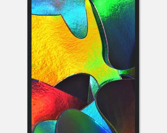 Iridescent Reflections Framed Poster | Abstract Photography Art Print, Bold Shapes Home Décor