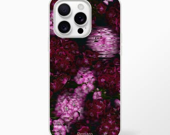 Dark Pink Floral iPhone Case • Romantic Botanical Art Cover • Cottagecore Phone Case