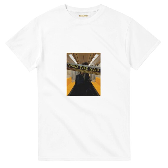 Mind the Gap T-Shirt - Grunge Streetwear Style - Train Inspired Collage Tee