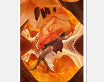 Fallen Petal Print: Dreamy Whimsical Orange Abstract Art (Matte Paper)