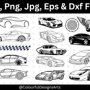 Sportwagen-Svg-Bundle, Rennwagen-Svg, Rennwagen-Linienkunst, Sport-Svg, Rennfahrer-Svg, Rennwagen-svg, kommerzielle Nutzung