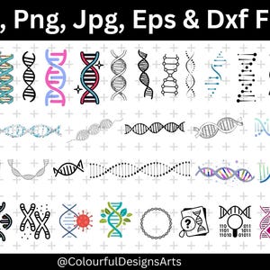 DNA SVG Bundle, Double Helix Clipart, Science Svg, Biology Cut Files for Cricut, Silhouette, Medical Svg, Genetic Code PNG, Digital Download