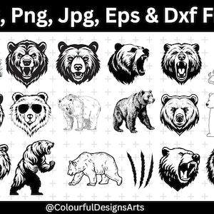 Retro Bear Svg Files, Bear Svg Laser Cut Files, Grizzly Bear Svg, Wild Bear Clipart, Digital Downloads, Svg Printable Files, Bear Silhouette