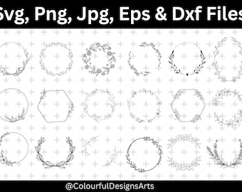 Floral Wreath SVG Bundle, Wedding Wreath Svg, Wedding Floral Frame, Floral SVG, Floral Wreath Clipart, Commercial Use