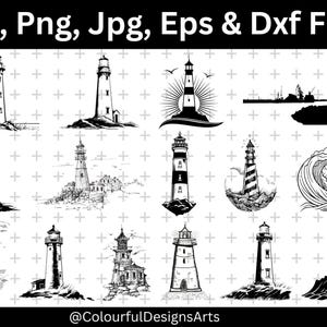 Leuchtturm SVG-Bundle, Leuchtturm PNG-Bundle, Ozean Lampe, Leuchtturm Clipart, Leuchtturm Vektor, SVG Cricut-Dateien, Nautik-Svg, Maritim-Svg