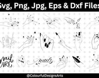 Nail art SVG bundle, Nail Tech SVG, Nails Artist SVG Cut File, Girls Hand Svg, Nail Polish svg, Fashion svg, Nails Png Bundle, Fingers Svg