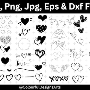 Doodle Hearts Svg Bundle, Heart SVG, Heart Cut Files, Heart Png, Love Clipart, Heart Wreath Svg, Love Svg, Valentine Svg, Digital Download